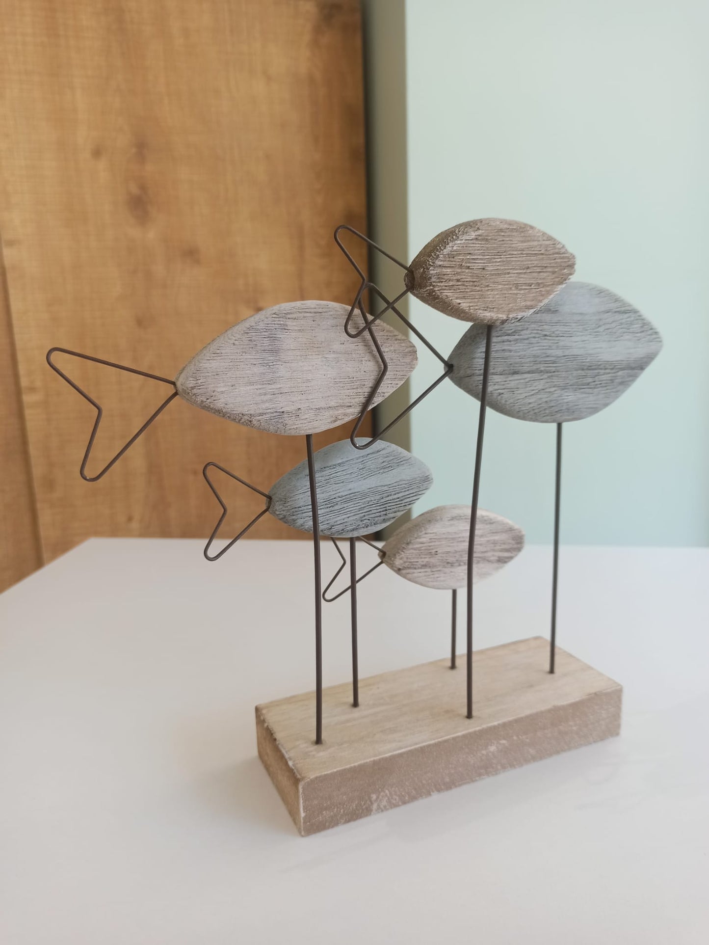 Decorazione Pesci legno e metallo