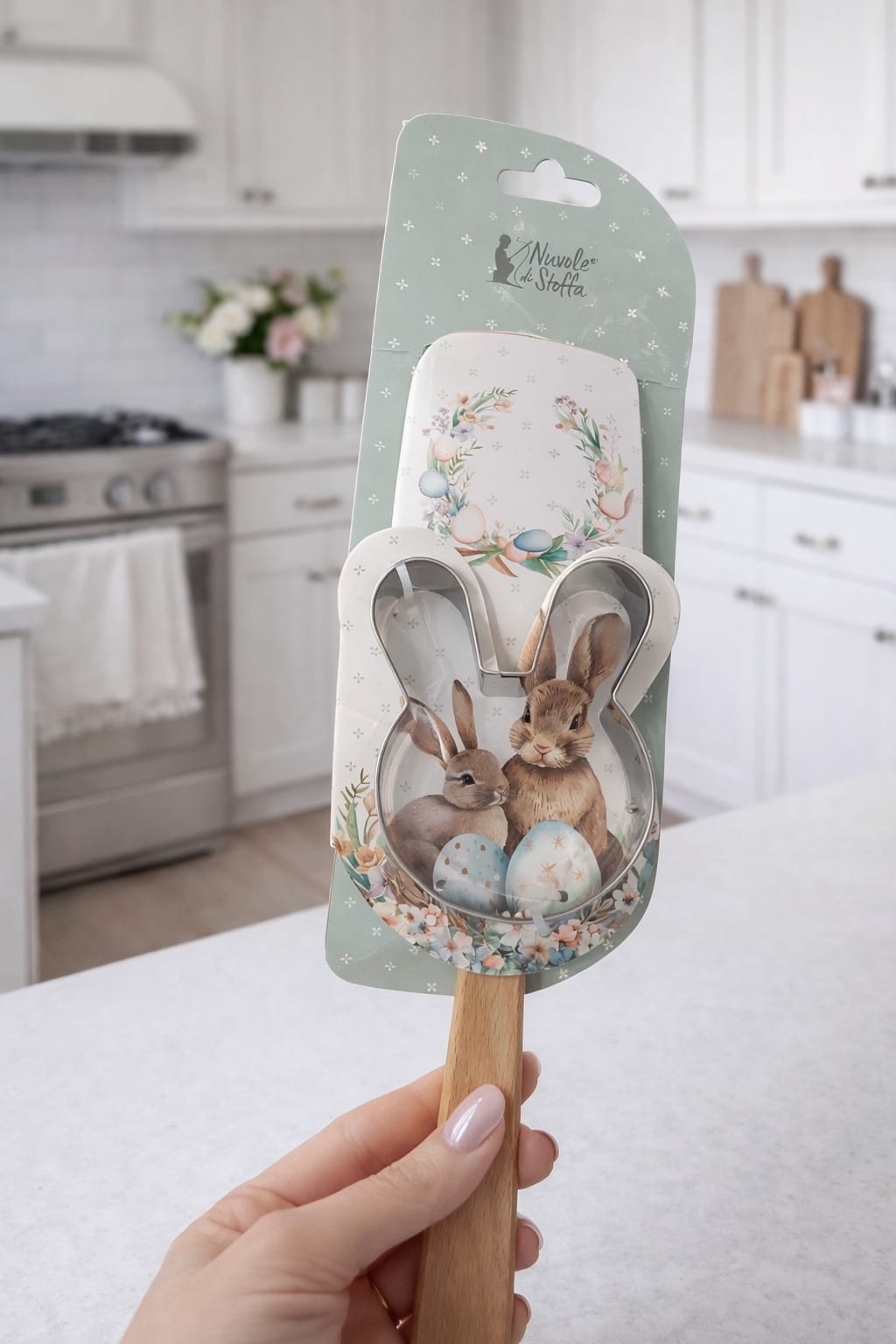 Spatola in silicone con manico in legno e formina