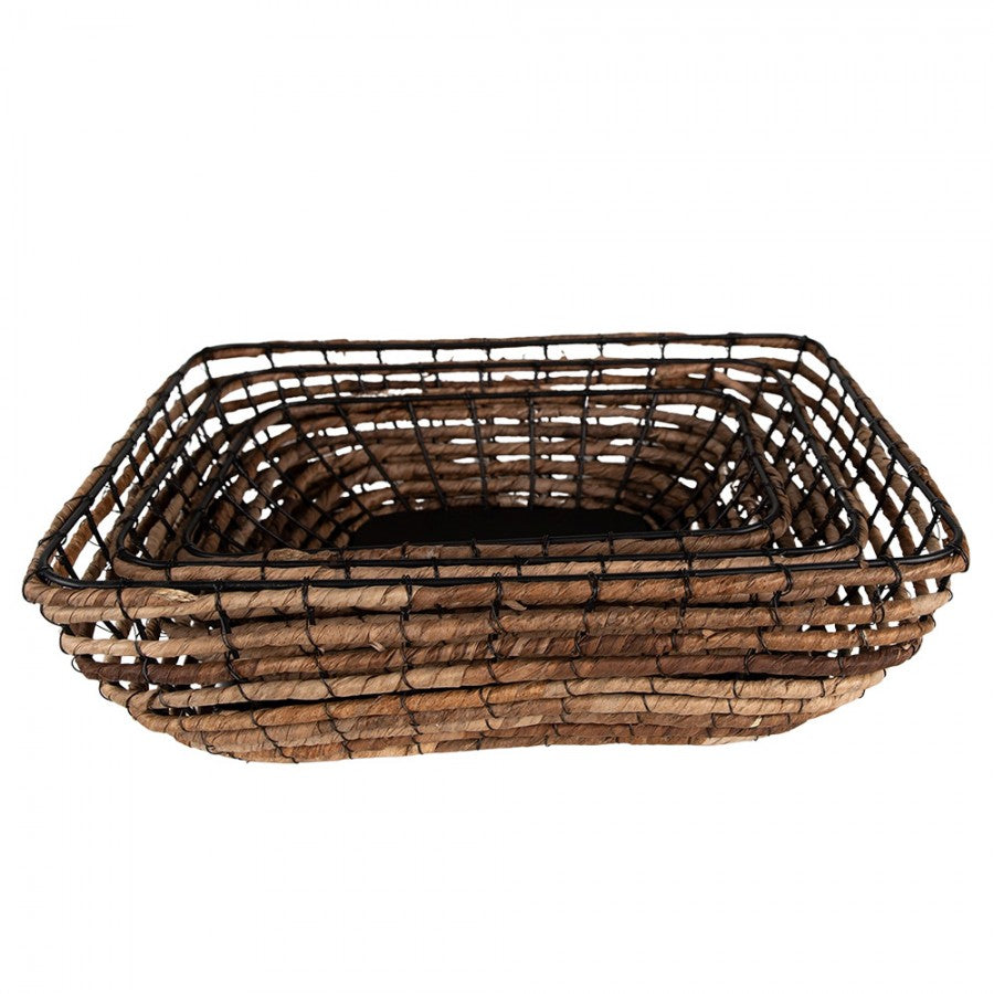 Cestino rattan e nero 3 misure