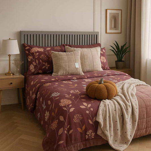 Completo Lenzuolo Copriletto percalle IKEBANA MELOGRANO