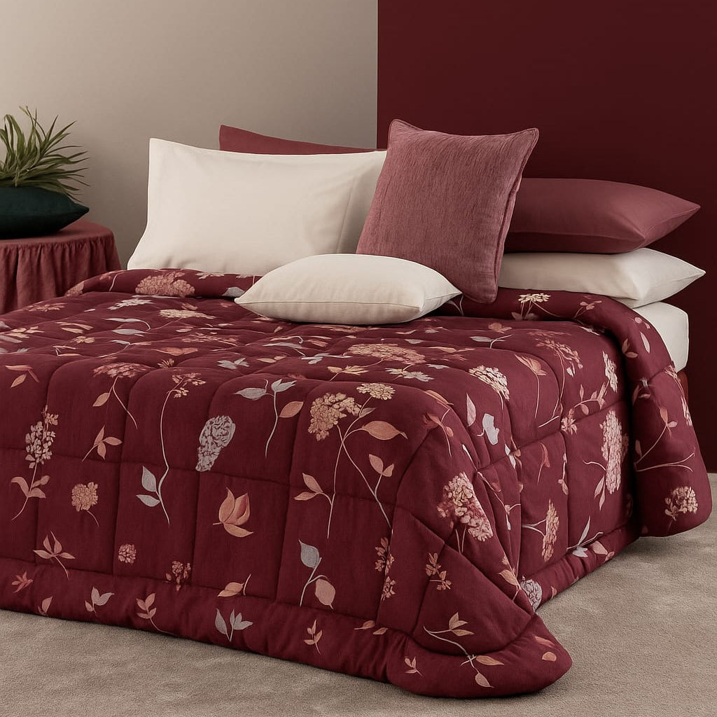 Trapunta Velluto IKEBANA ROSSO MELOGRANO