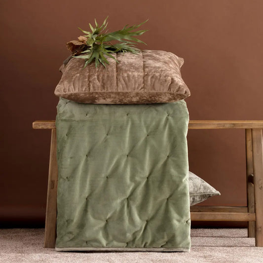 Plaid SELINA in velluto - Verde salvia