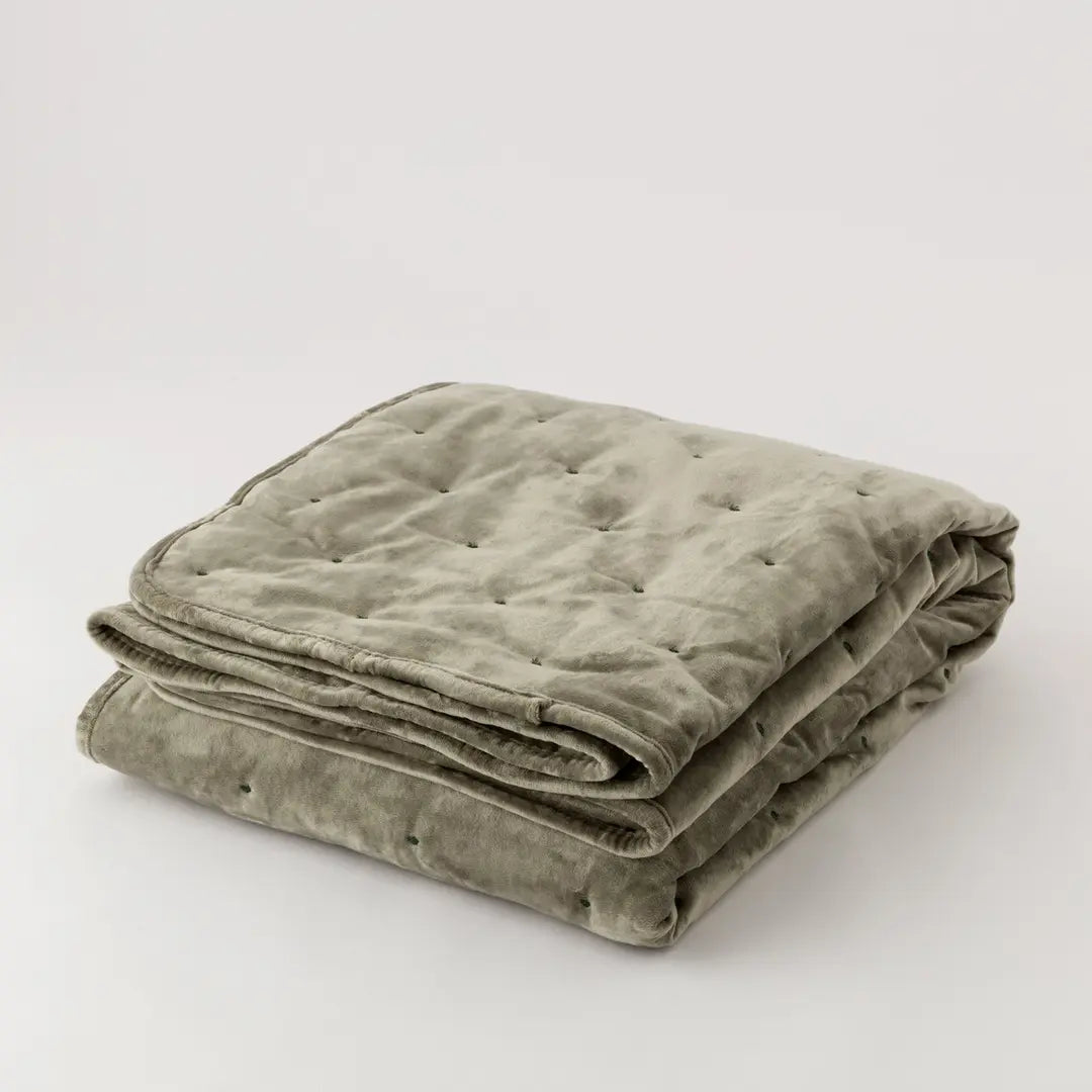 Plaid SELINA in velluto - Verde salvia