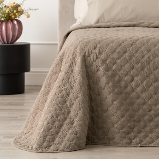 Trapuntino in Mussola di Cotone - Tortora