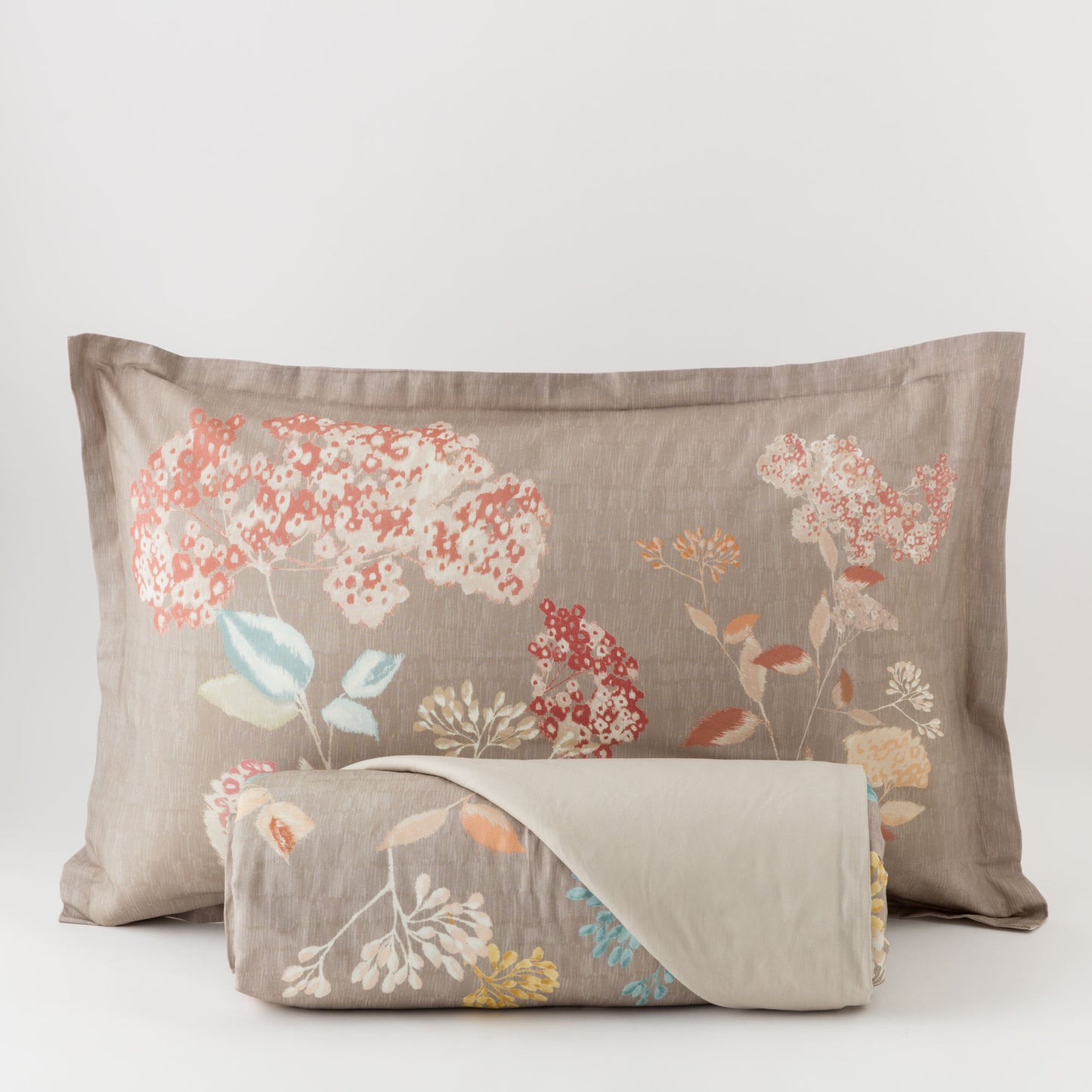 Parure Copripiumino Percalle Ikebana tortora