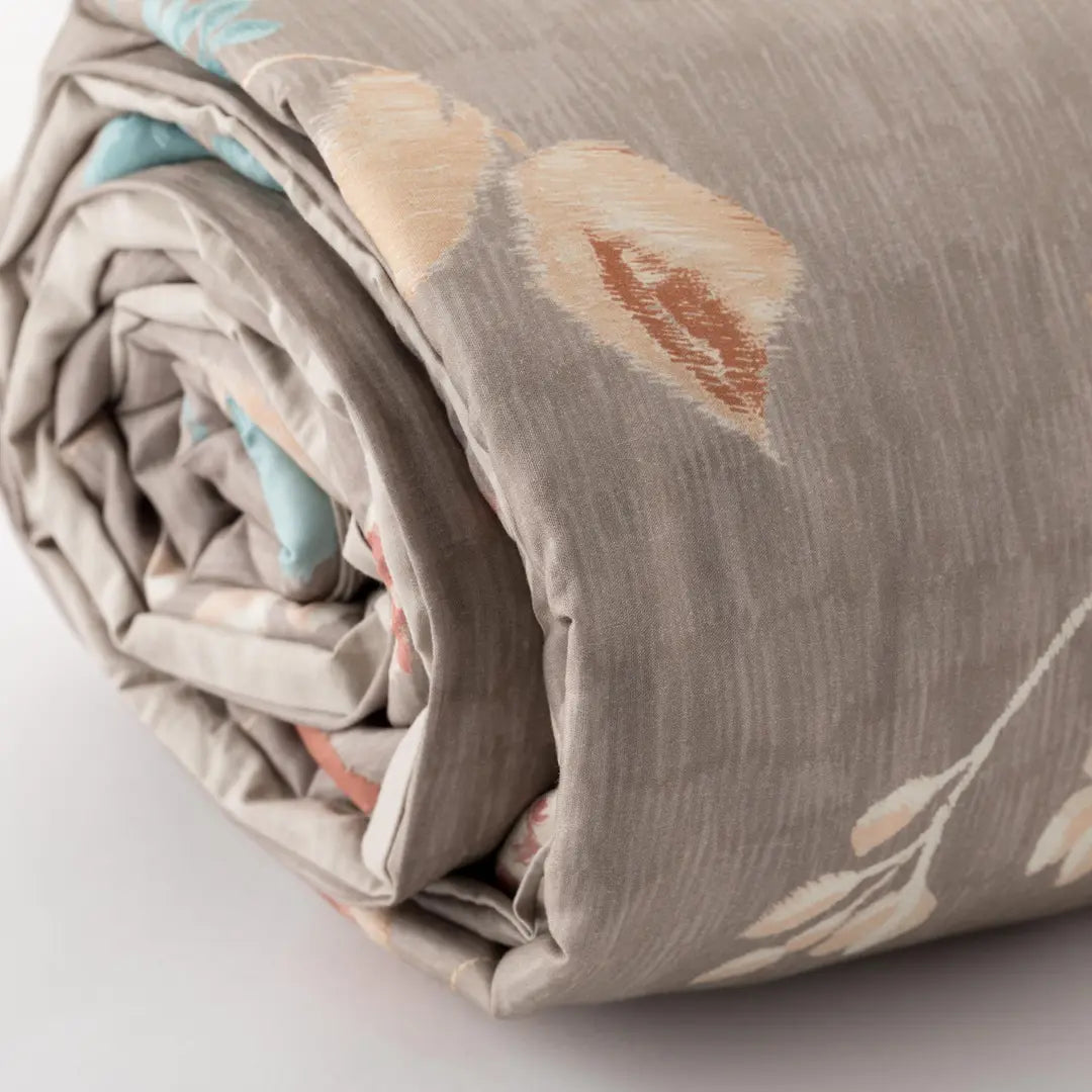 Parure Copripiumino Percalle Ikebana tortora