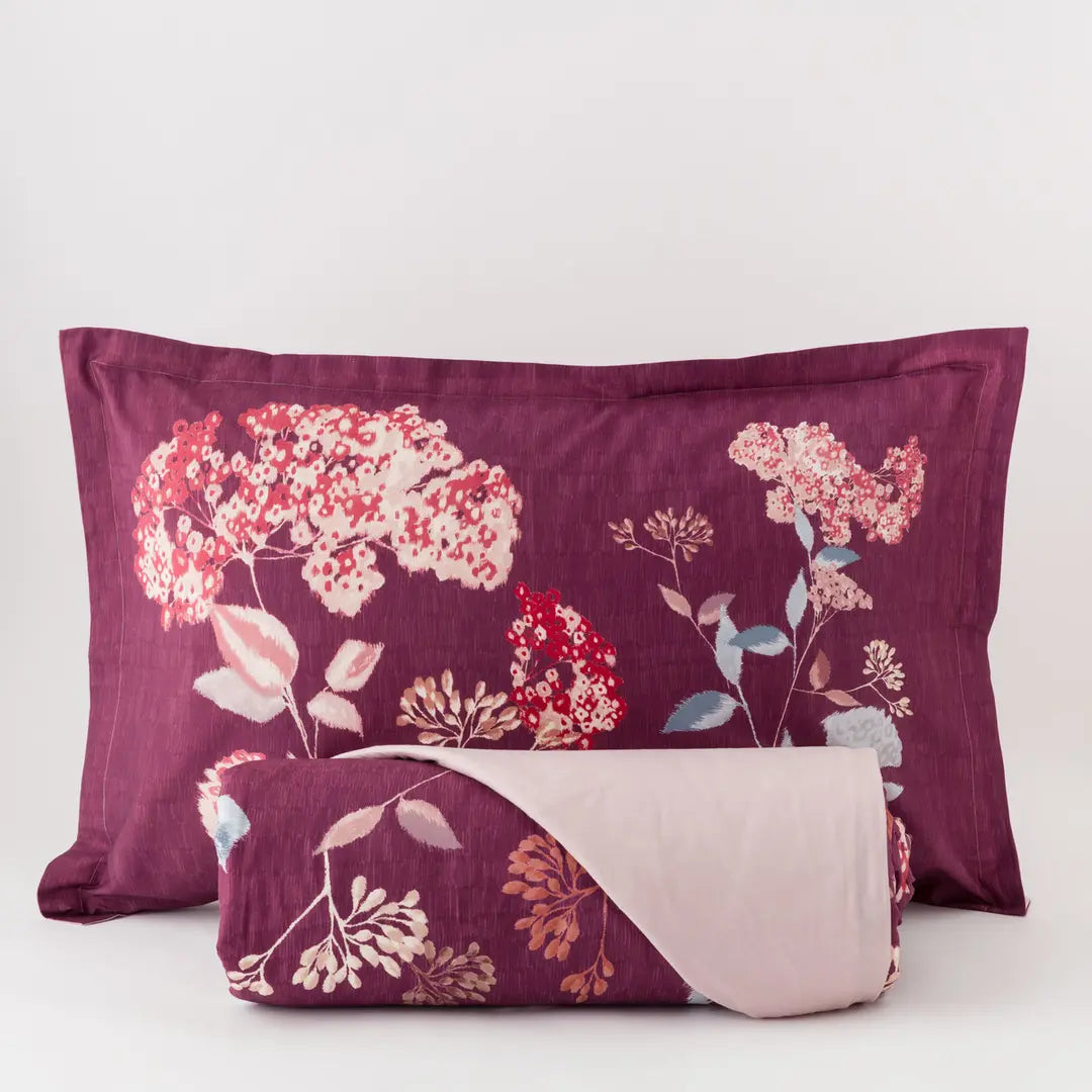 Parure Copripiumino Percalle Ikebana melograno