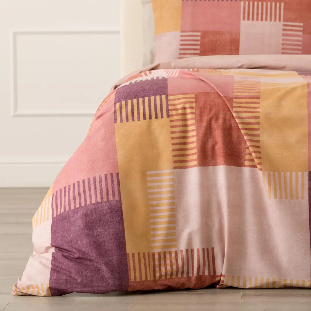 Parure copripiumino in cotone fantasia geometrica patchwork PARKER