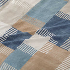 Parure copripiumino in cotone fantasia geometrica patchwork PARKER blu