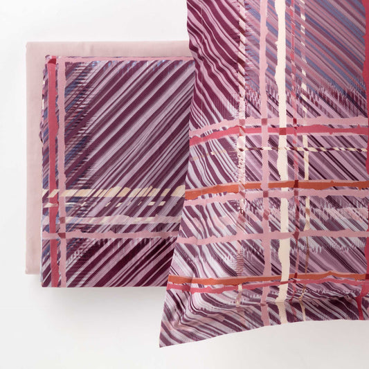 Completo Lenzuolo Copriletto percalle YUTA ROSSO MELOGRANO