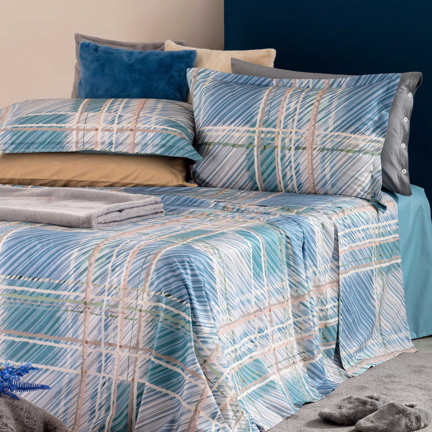 Completo Lenzuolo Copriletto percalle YUTA CARTA DA ZUCCHERO