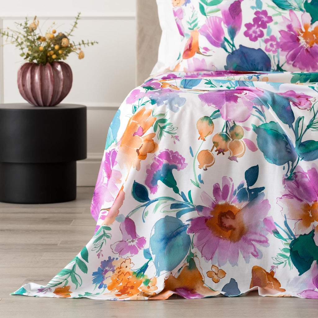 COMPLETO LENZUOLO COPRILETTO  MELIKA PERCALLE ORCHIDEA