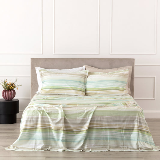 COMPLETO LENZUOLO COPRILETTO PERCALLE LUSHANA SALVIA