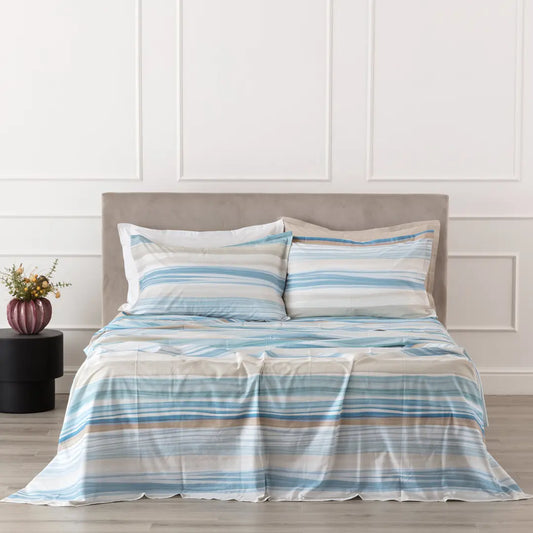 COMPLETO LENZUOLO COPRILETTO PERCALLE LUSHANA OSTRICA