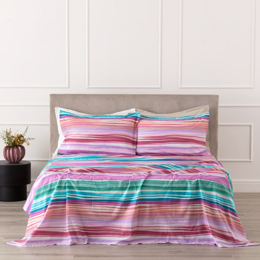 COMPLETO LENZUOLO COPRILETTO PERCALLE LUSHANA ORCHIDEA