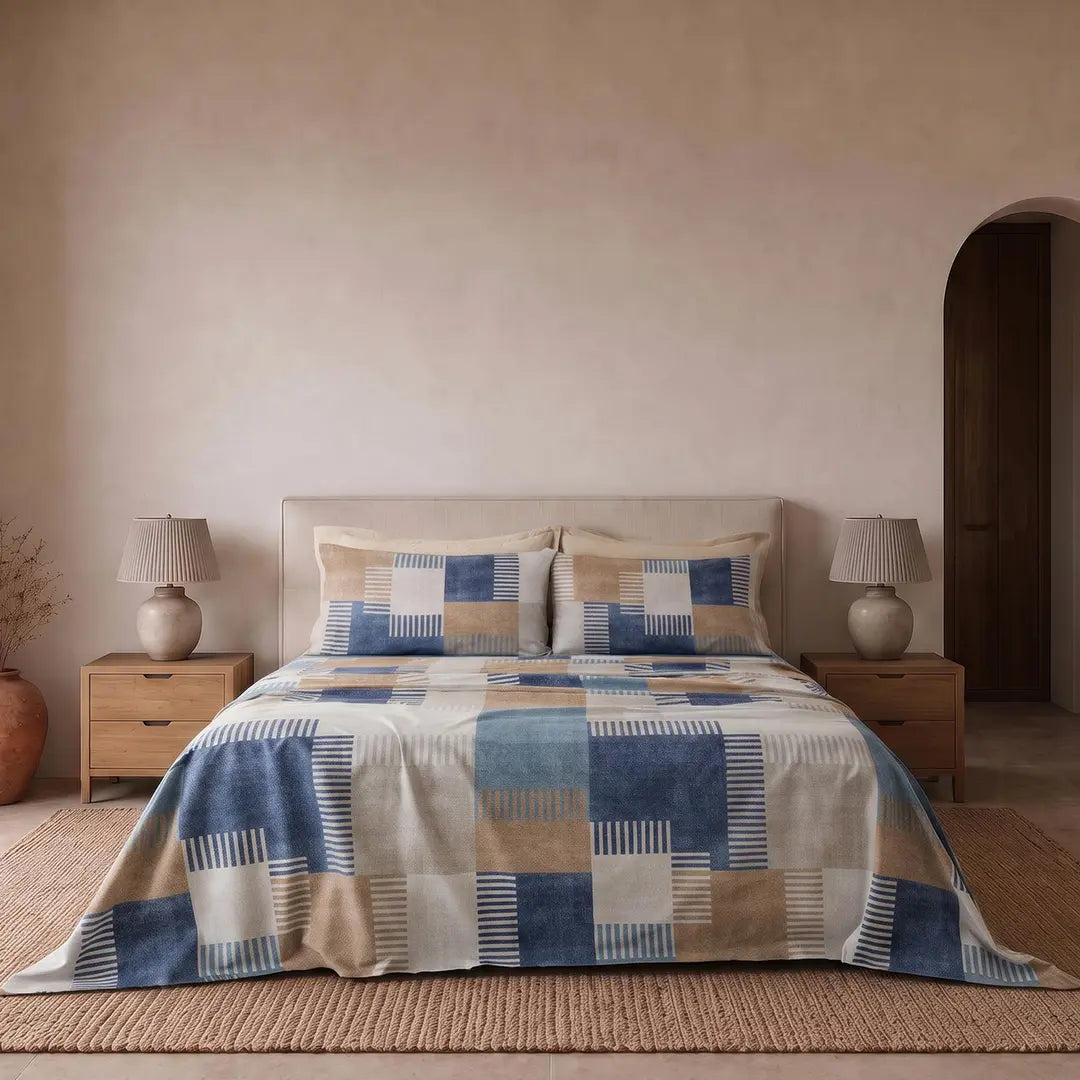 Completo letto in cotone fantasia geometrica patchwork PARKER