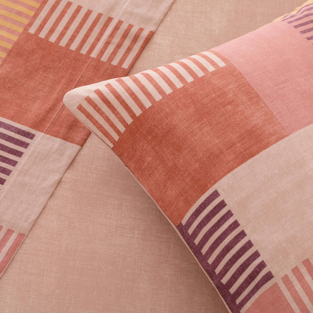 Completo letto in cotone fantasia geometrica patchwork PARKER