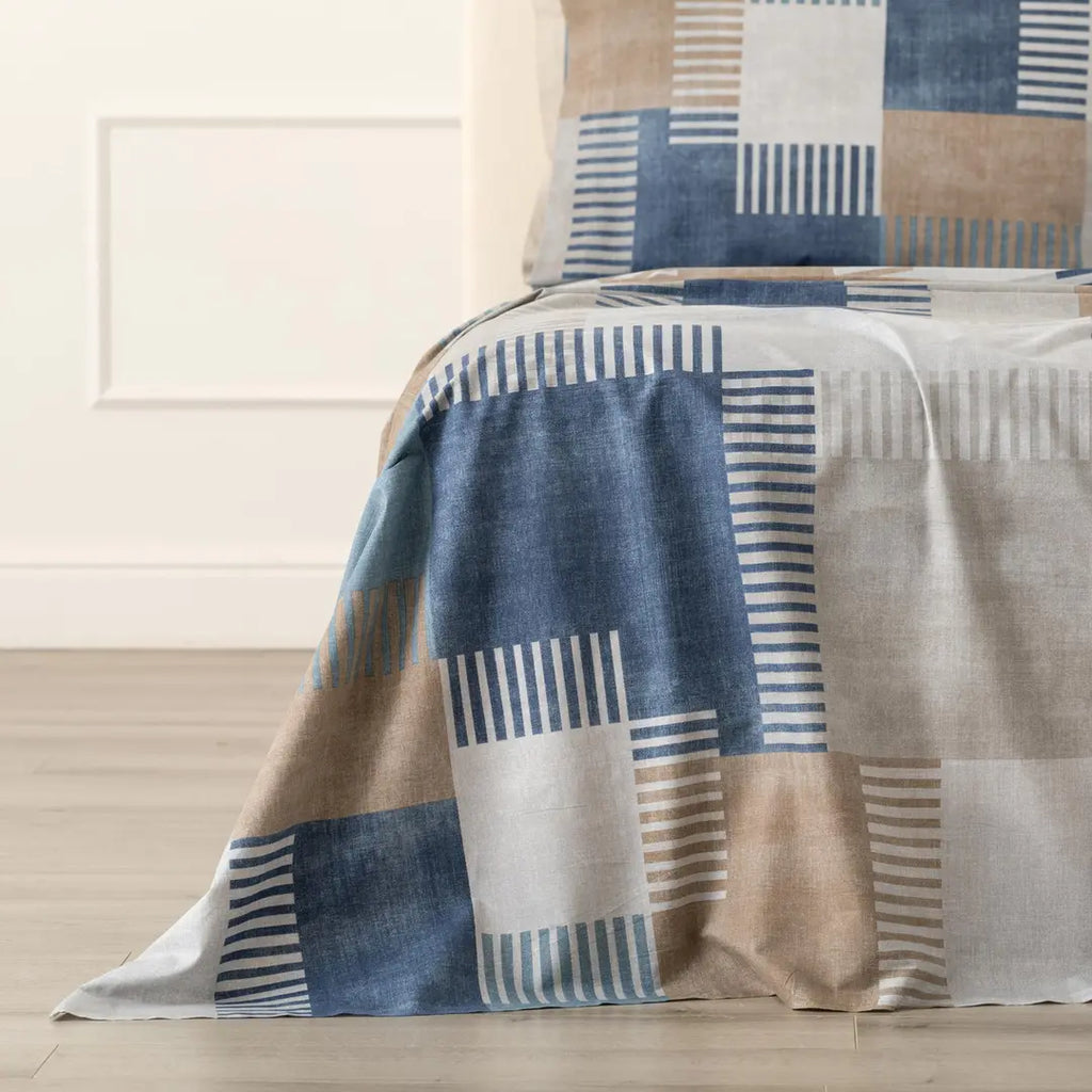 Completo letto in cotone fantasia geometrica patchwork PARKER