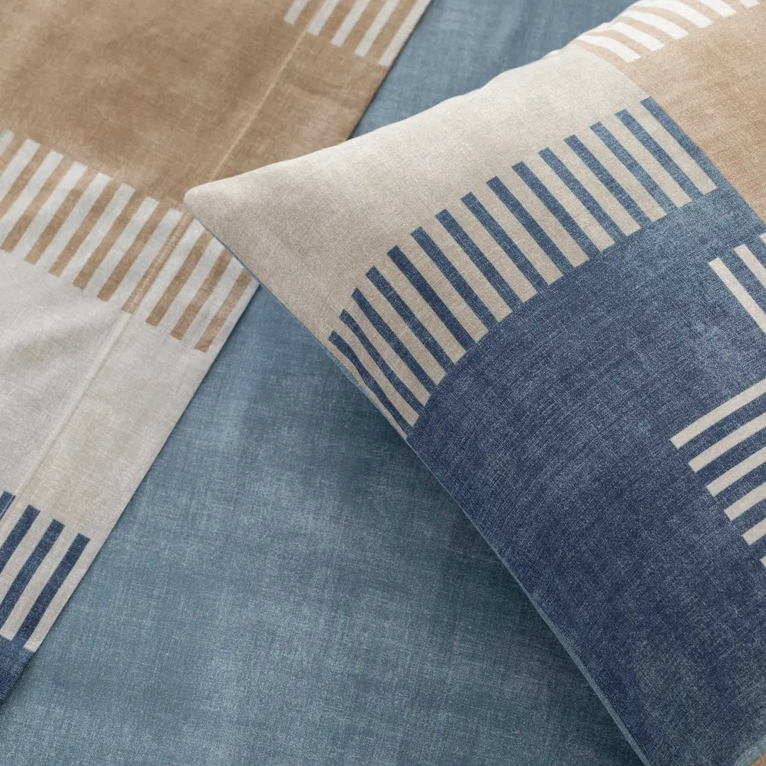 Completo letto in cotone fantasia geometrica patchwork PARKER