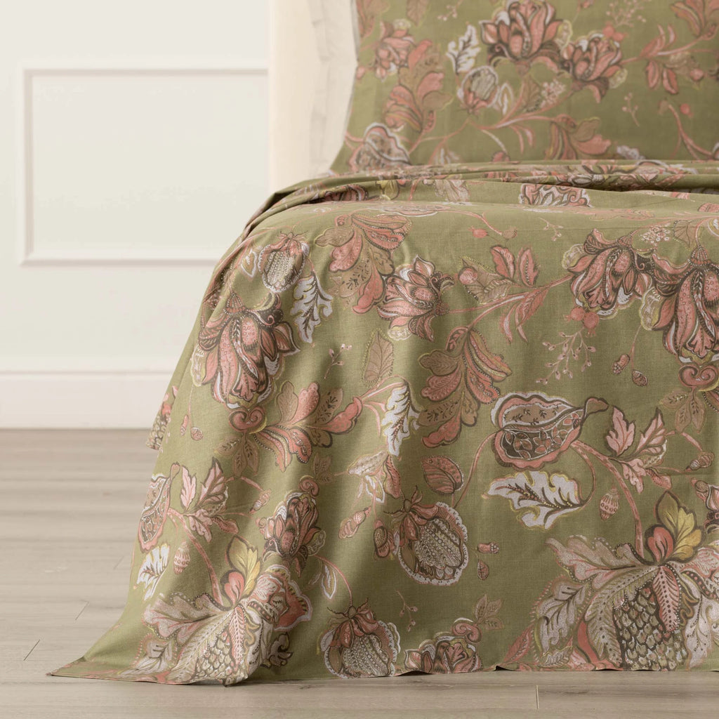 Completo letto 100% cotone fantasia ramage EMBER verde