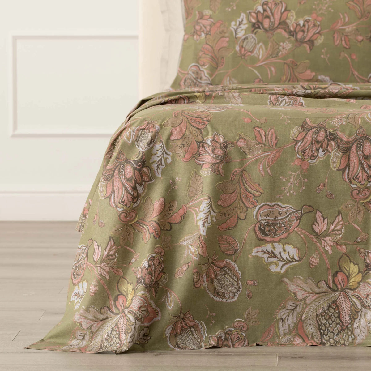 Completo letto 100% cotone fantasia ramage EMBER verde