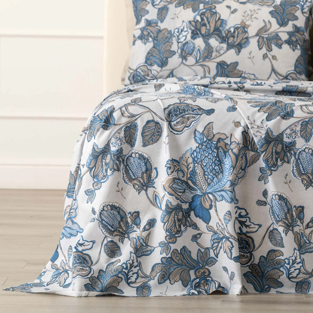 Completo letto 100% cotone fantasia ramage EMBER blu