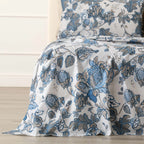 Completo letto 100% cotone fantasia ramage EMBER blu