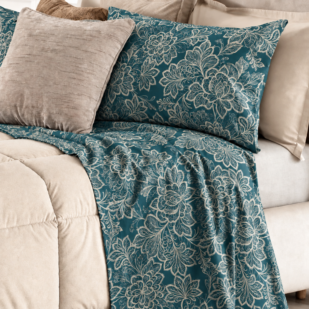 Completo letto 100% cotone RIANA ottanio