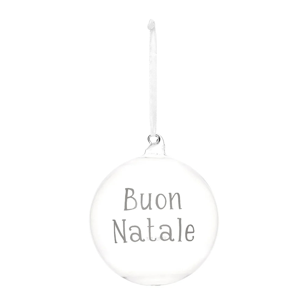 pallina in vetro borosilicato "Buon Natale" 15cm
