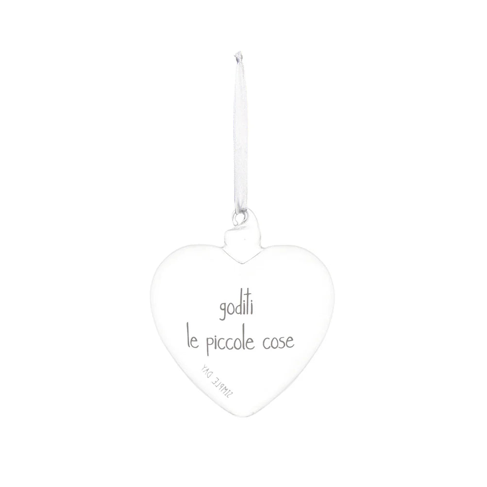 pallina a cuore borosilicato "Goditi le piccole cose" 11cm