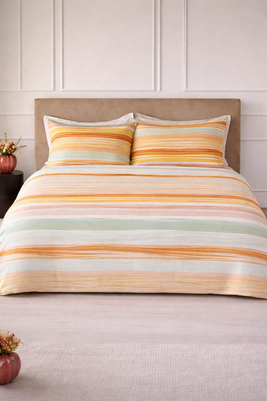 COMPLETO LENZUOLO COPRILETTO PERCALLE LUSHANA CANNELLA