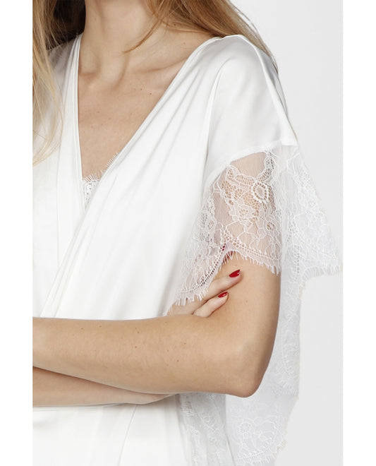 Vestaglia Donna/Sposa morbida con pizzo