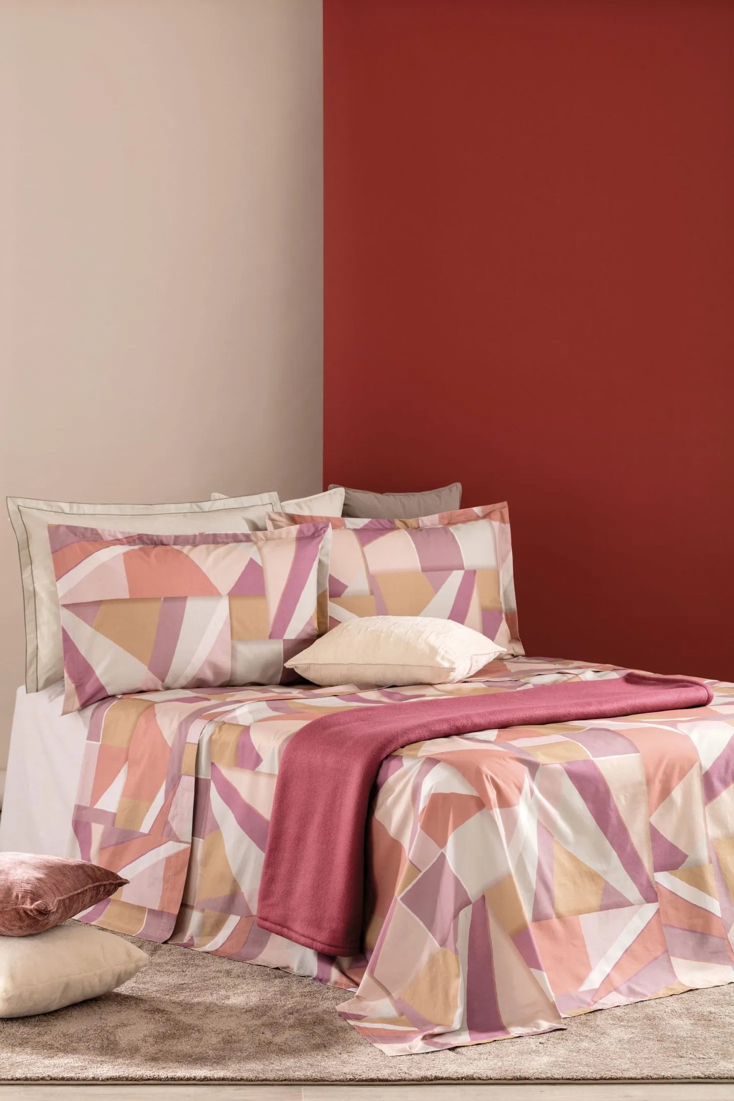 Parure Copripiumino Percalle Brody Rosa loto