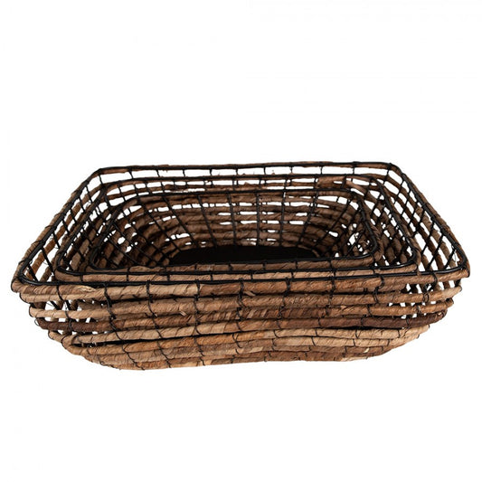 Cestino rattan e nero 3 misure