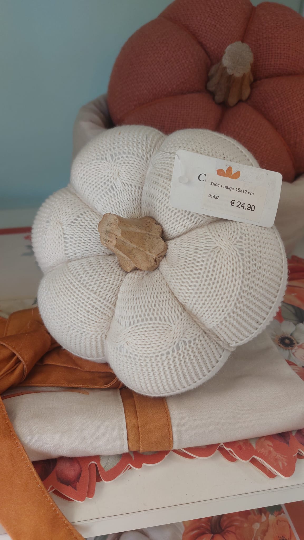 zucca morbida effetto maglione con picciolo in legno