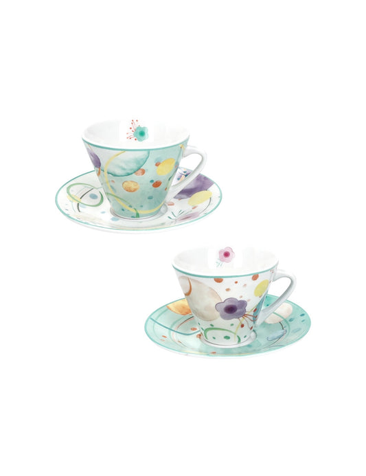 tazzina caffè set 2 bollicine porcellana